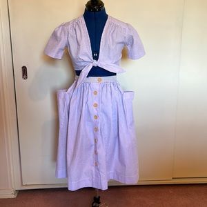 Scout for Loco Lindo Purple Seersucker Daisy Tie Top and Skirt set XS NWT